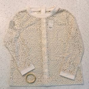 NWT Banana Republic Cream Lace w/Button Detail